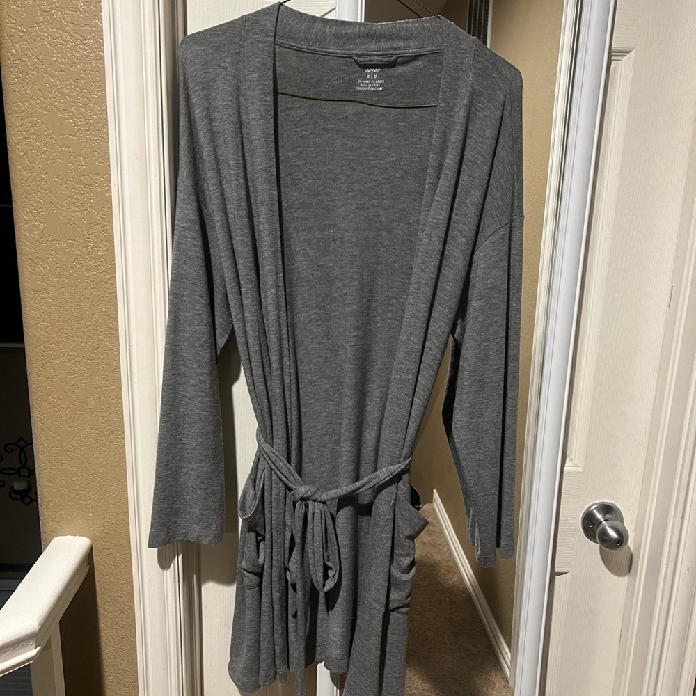 Aerie Grey Tie Cardigan with Pockets
